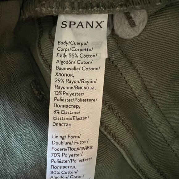 Spanx Size M Sage Green Cotton Rayon Blend Stretch Twill Ankle Cargo Pants - Picture 6 of 16